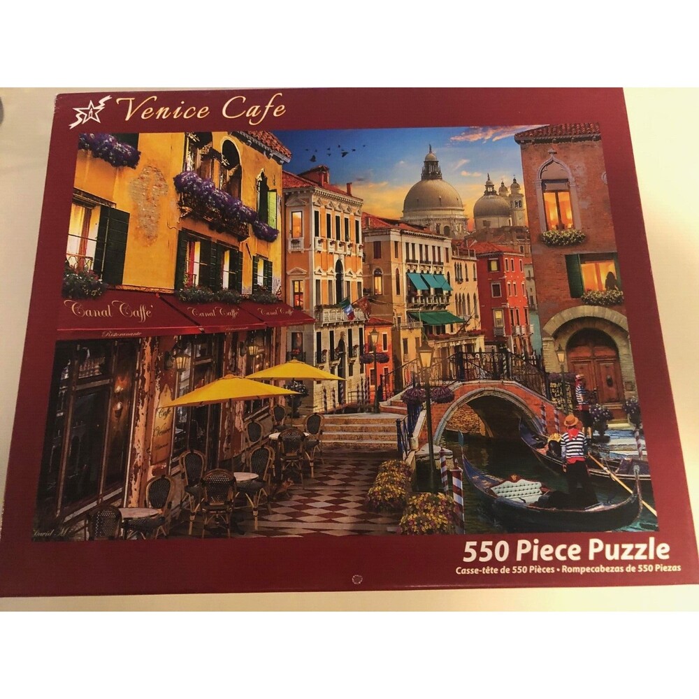 COMPLETE "VENICE CAFE" 550 PC JIGSAW PUZZLE, DAVID MACLEAN, VERMONT CHRISTMAS CO